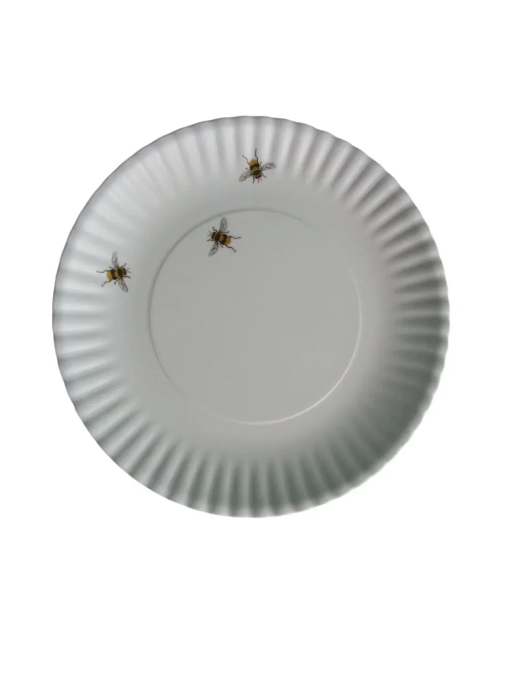 Bee Motif Melamine White Paper Plate Style One Hundred 80 Degrees Fluted Five Ge